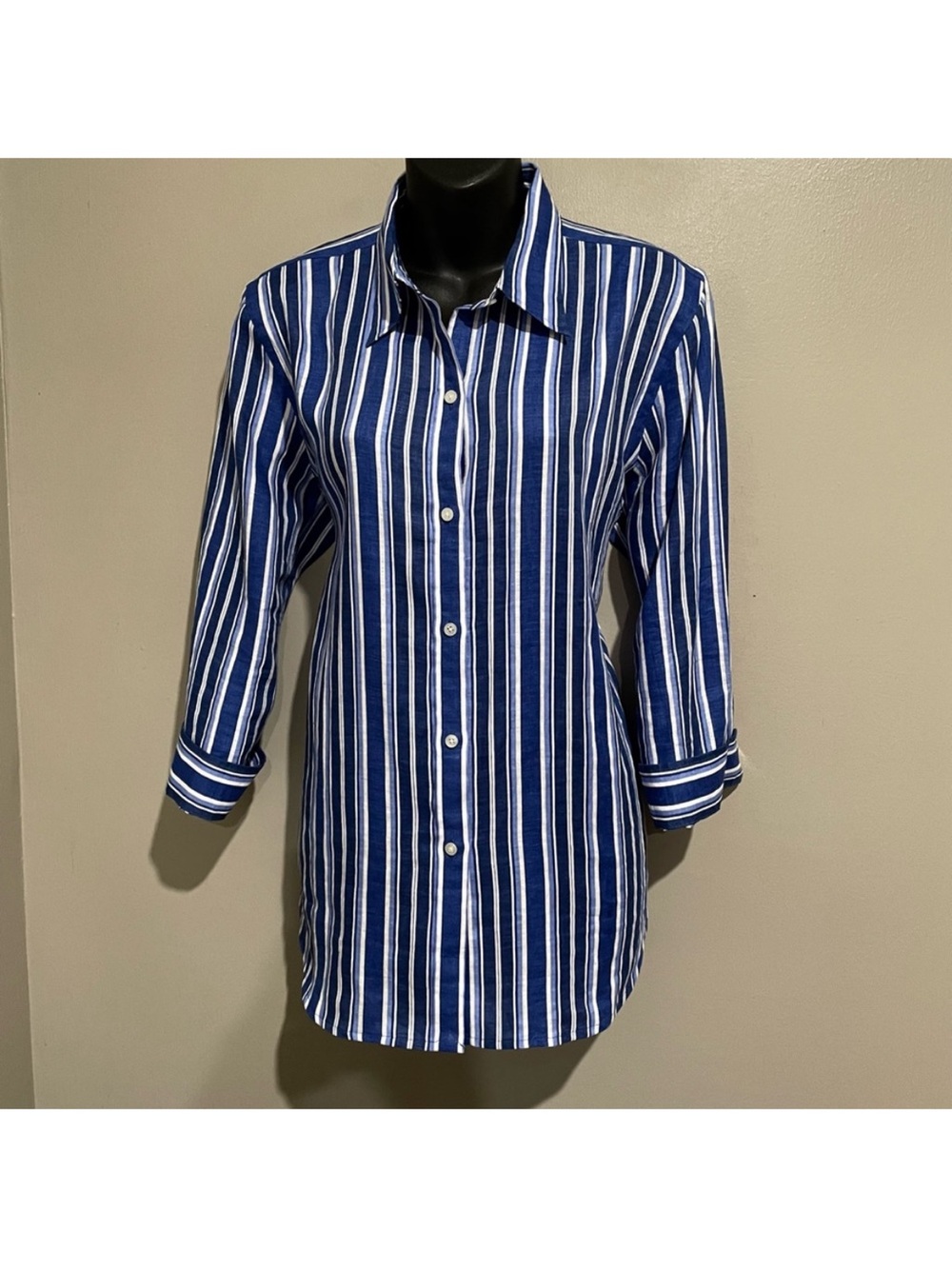 Ralph Lauren Blue Striped Linen Button Down Shirt